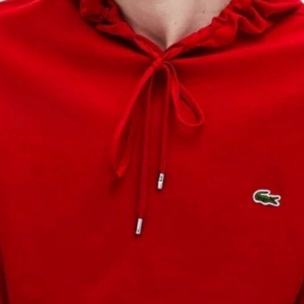 Lacoste Men's Red Pullover Hoodie with Croc Patch M